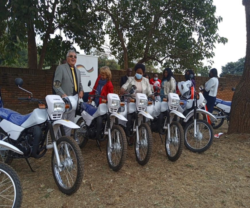 GIZ official hand over of 10 motor cycles for Nkhotakota and Nkhatabay district councils